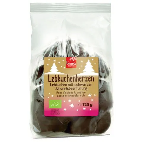 Lebkuchenherzen Zartbitter gefllt, Johannisbeere (linea natura)