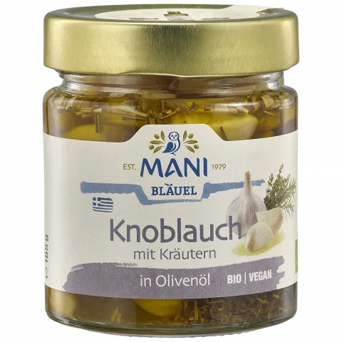 Knoblauch in Olivenl mit Krutern (Mani)