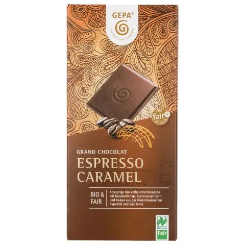 Espresso Caramel Vollmilchschokolade 38% (Gepa)