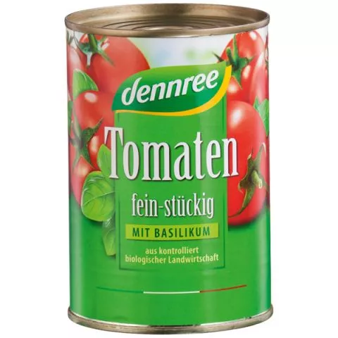 Tomaten fein stckig mit Basilikum (Dennree)