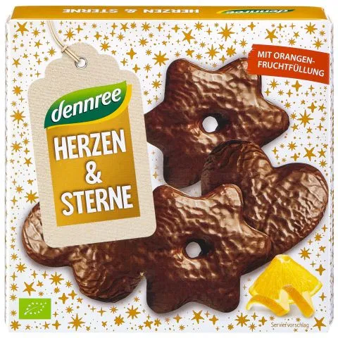 Herzen und Sterne mit Orangenfrucht-Fllung (Dennree)